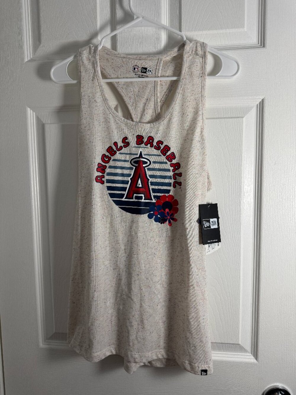 NWT Los Angeles Angels Women's New Era Tank Top Racerback White Speckled -size L